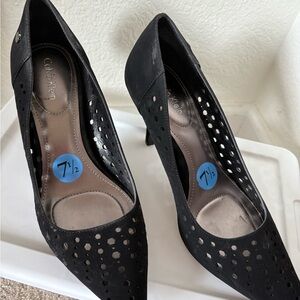 Calvin Klein Black Suede Perforated Heels